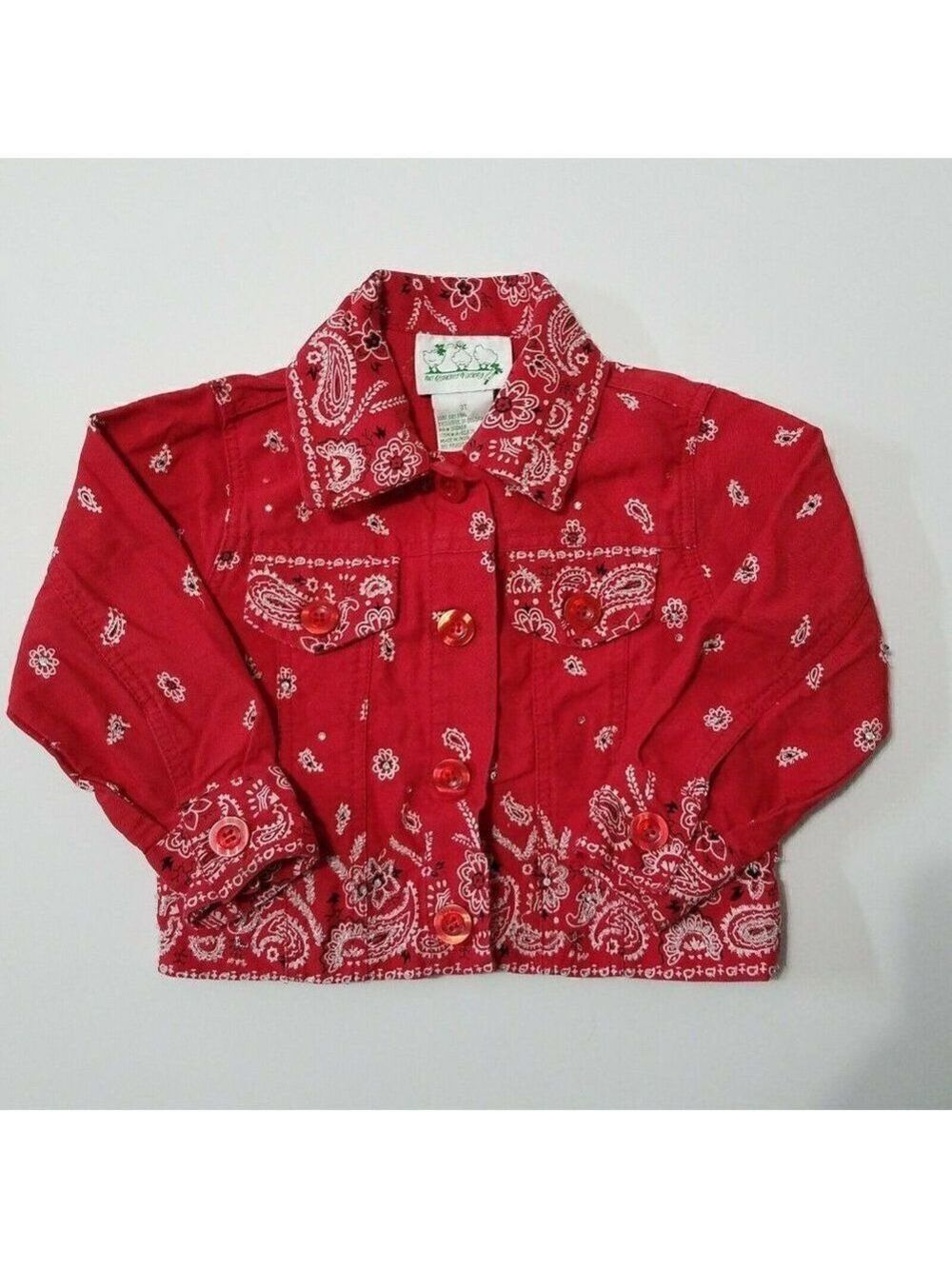 Jean Jacket Toddler 3T Red Paisley Bandana